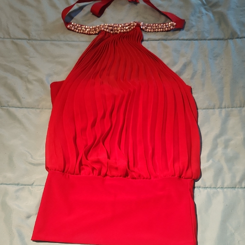 Elegant Red Halter Top